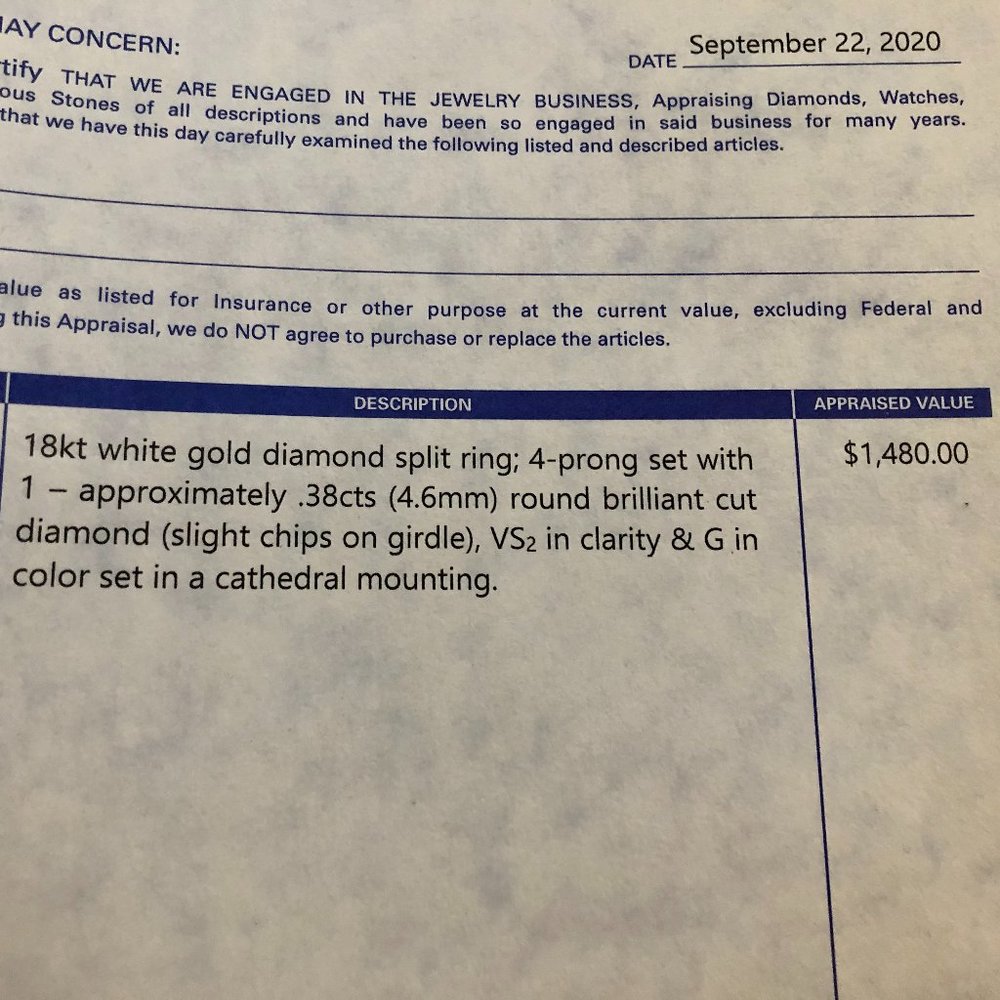 Solid 18k White Gold Diamond Split Engagement Ring - image 6